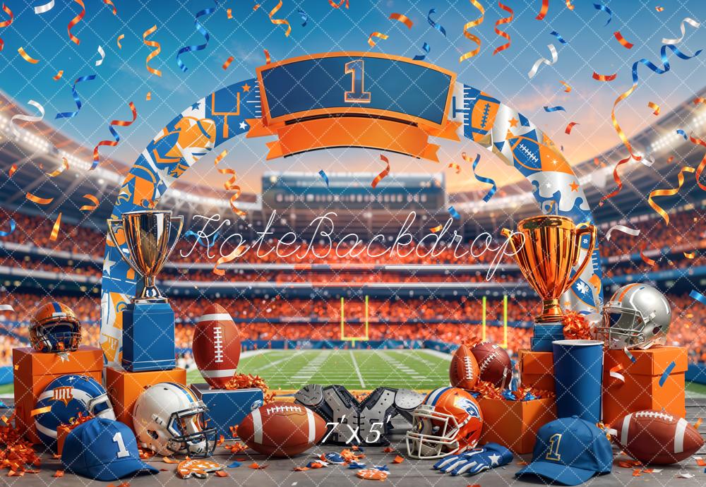Kate Sports Football Stadium Arch Trophies Helmets Printed Backdrop Designed by Chain Photography