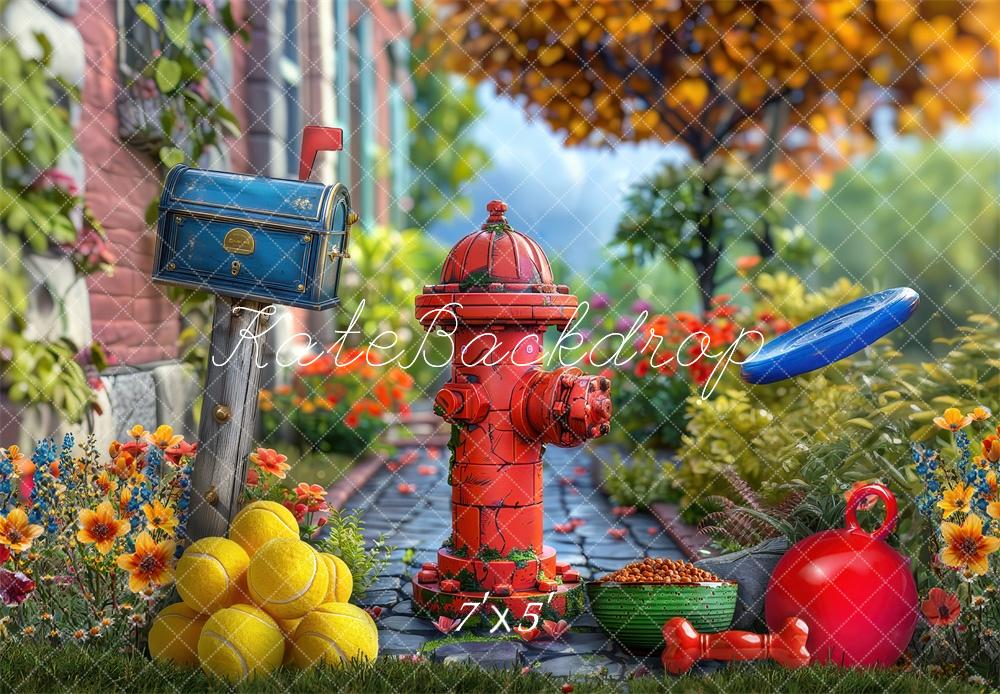 Kleurige Tuin Brandkraan Foto Achtergrond Ontworpen door Laura Bybee