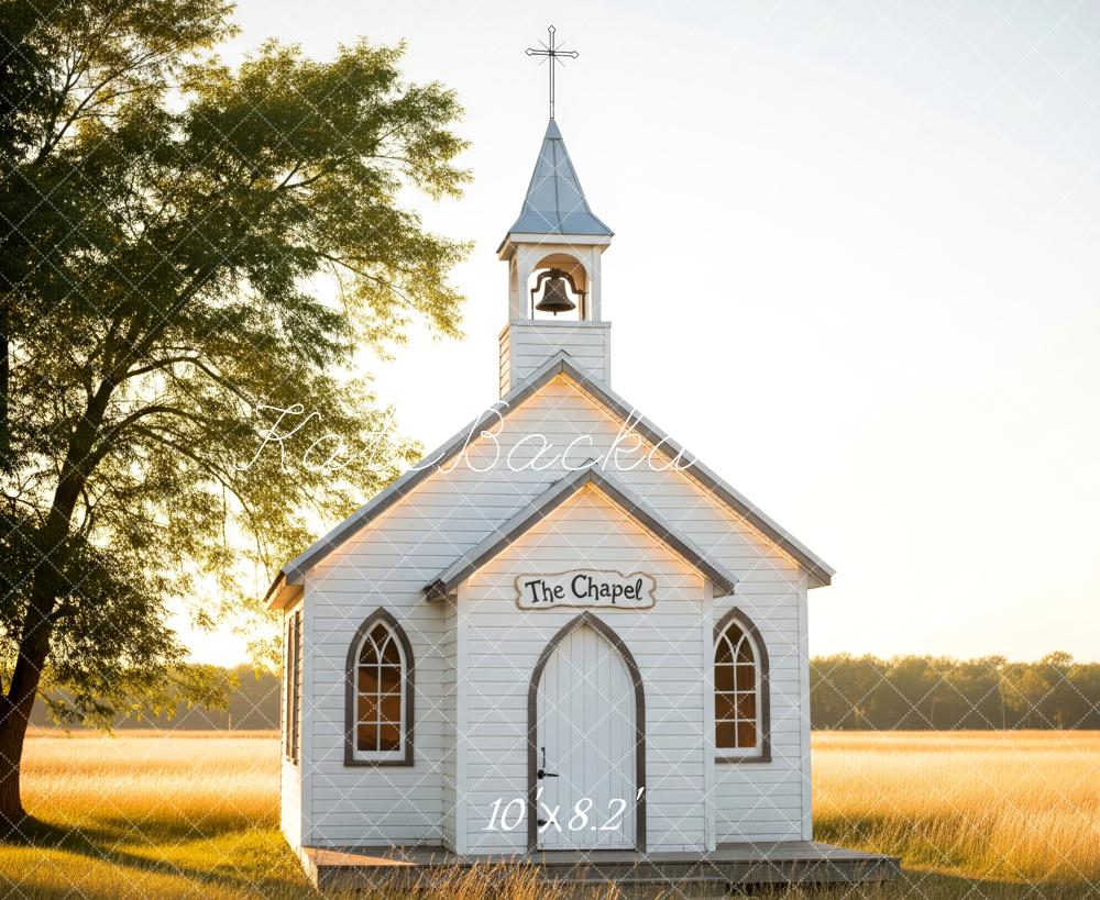 Kate Wedding White Chapel Meadow Sunset Backdrop Designed by Patty Roberts