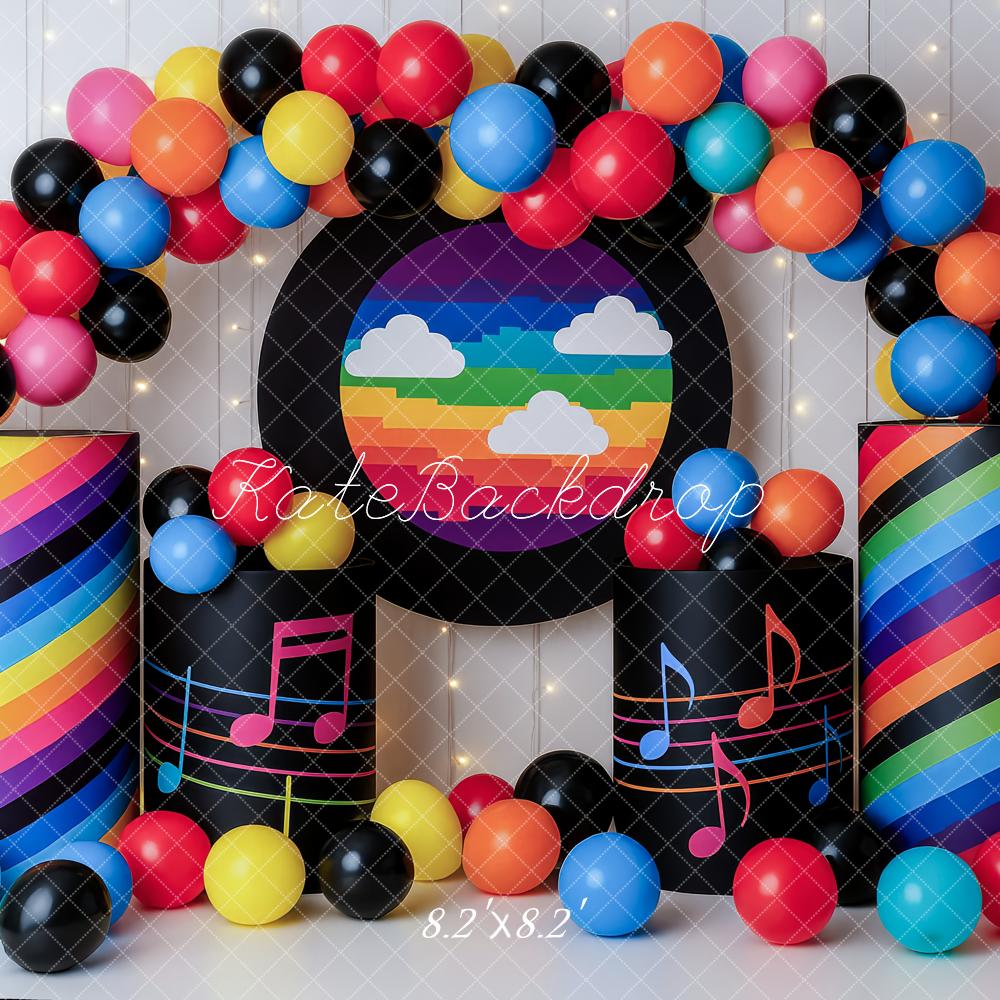 Kate Birthday Music Rainbow Balloon Backdrop Designed by Patty Roberts