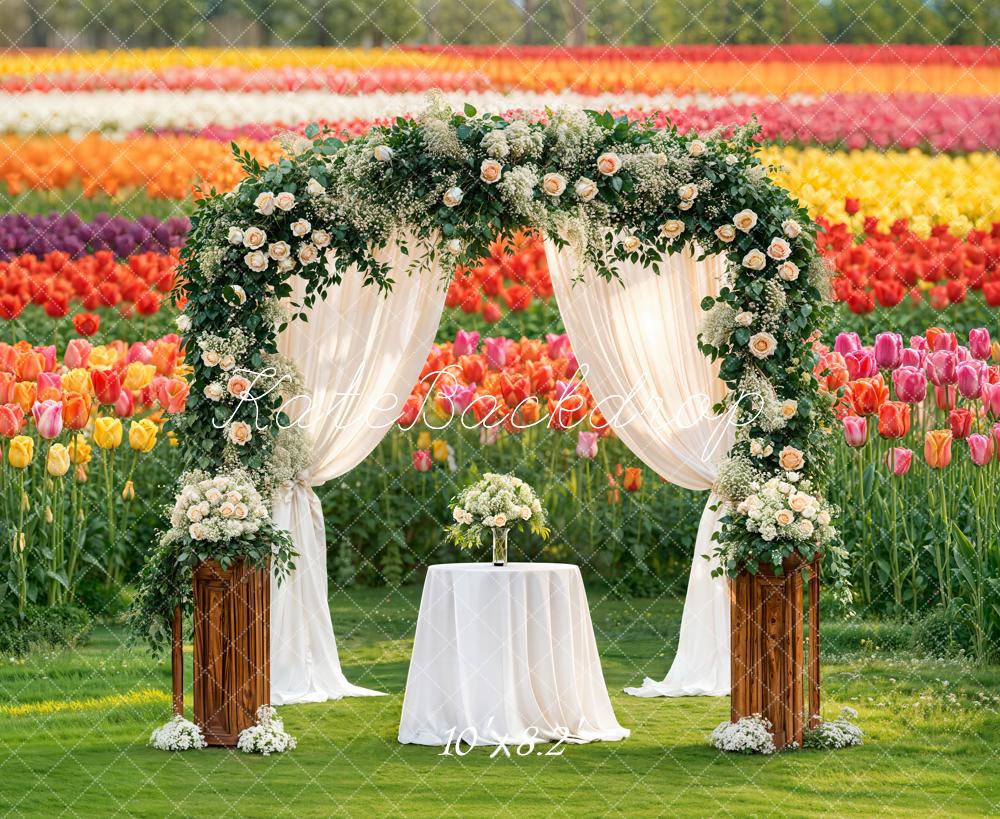 Kate Spring Flower Arch Floral Garden Tulips Backdrop Designed by Emetselch