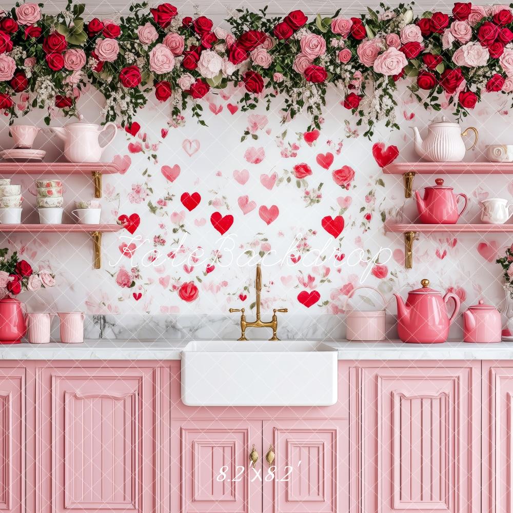 Kate Valentine Kitchen Roses Pink Backdrop Designed by Patty Roberts