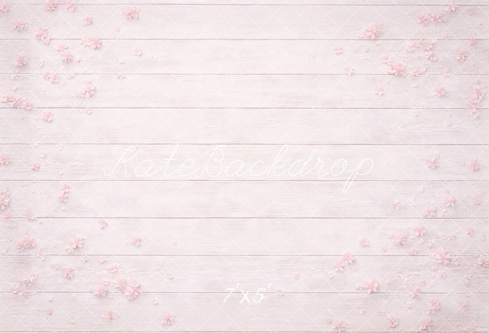 Kate Pink Flowers White Wood Floor Printed Backdrop Printed Backdrop Designed by Mandy Ringe Photography
