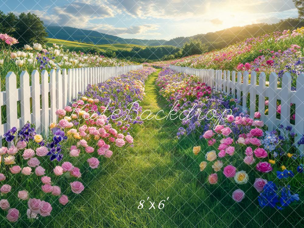 Kate Spring Field Flower Garden Path Backdrop Designed by Mini MakeBelieve