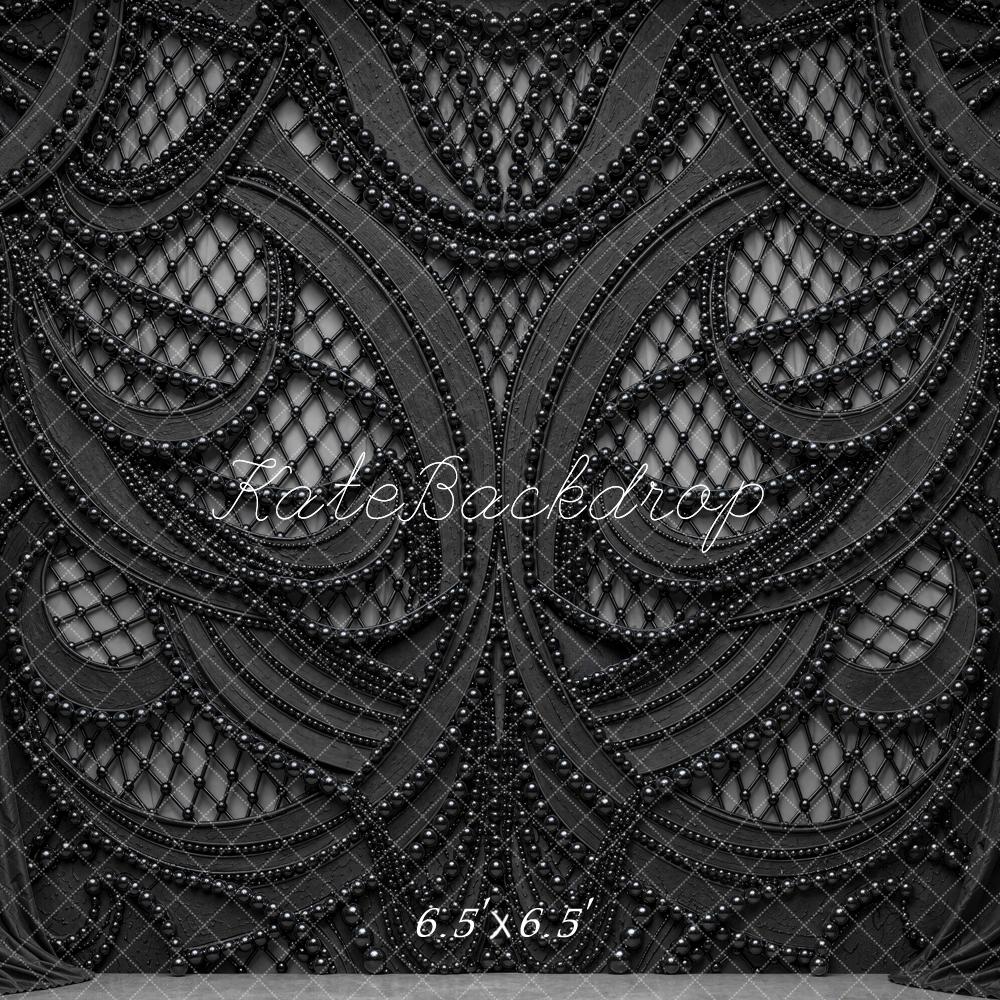 Kate Halloween Gothic Beaded Black Printed Backdrop Designed by Mini MakeBelieve