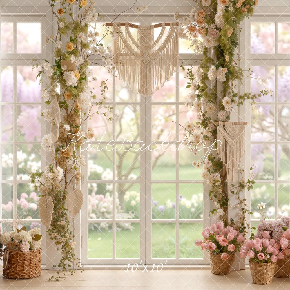 Kate Spring Floral Window Boho Basket Flowers Backdrop Designed by Emetselch