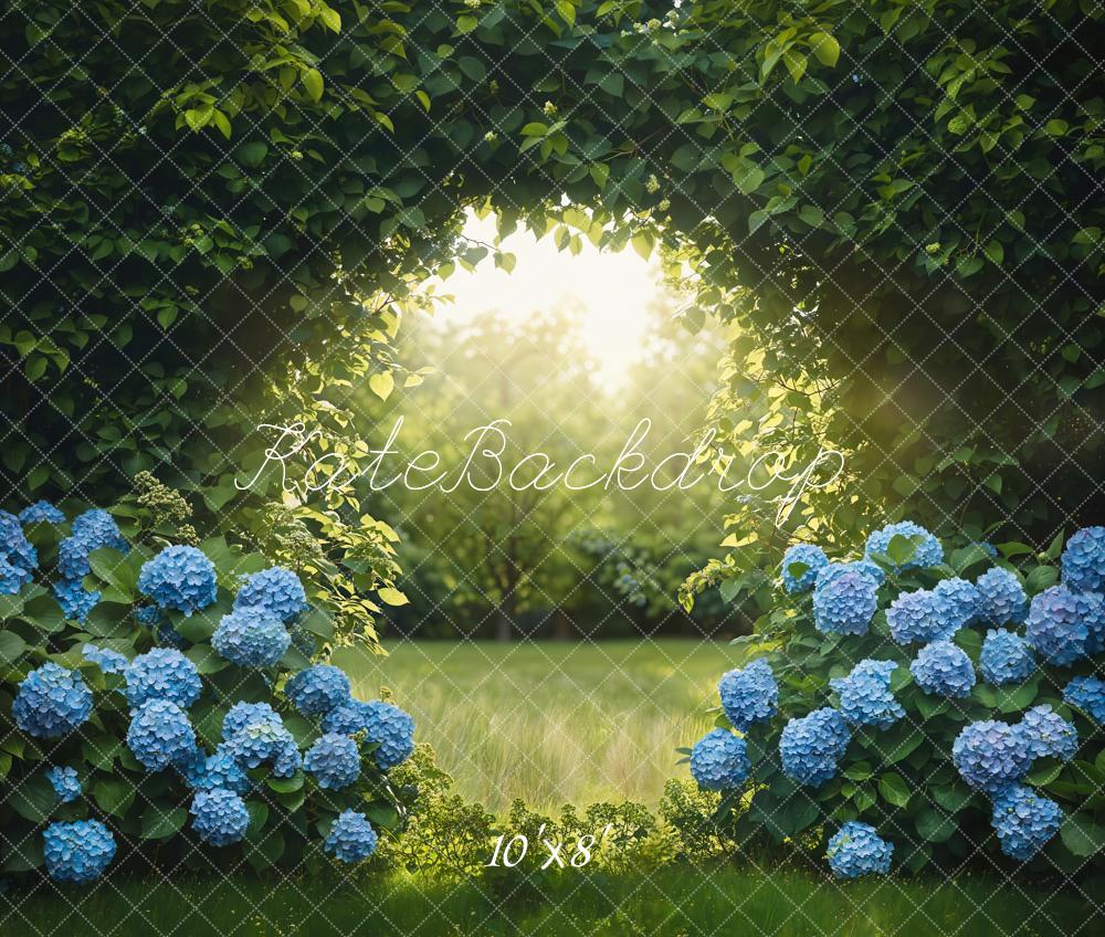 Zomer Bos Boog Blauwe Hortensia's Foto Achtergrond Designed by Emetselch
