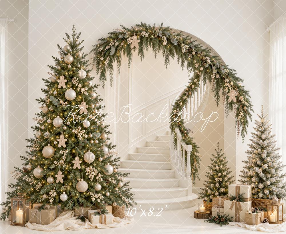 Kate Christmas Tree Staircase Garland Arch Living Room Printed Backdrop Designed by Emetselch