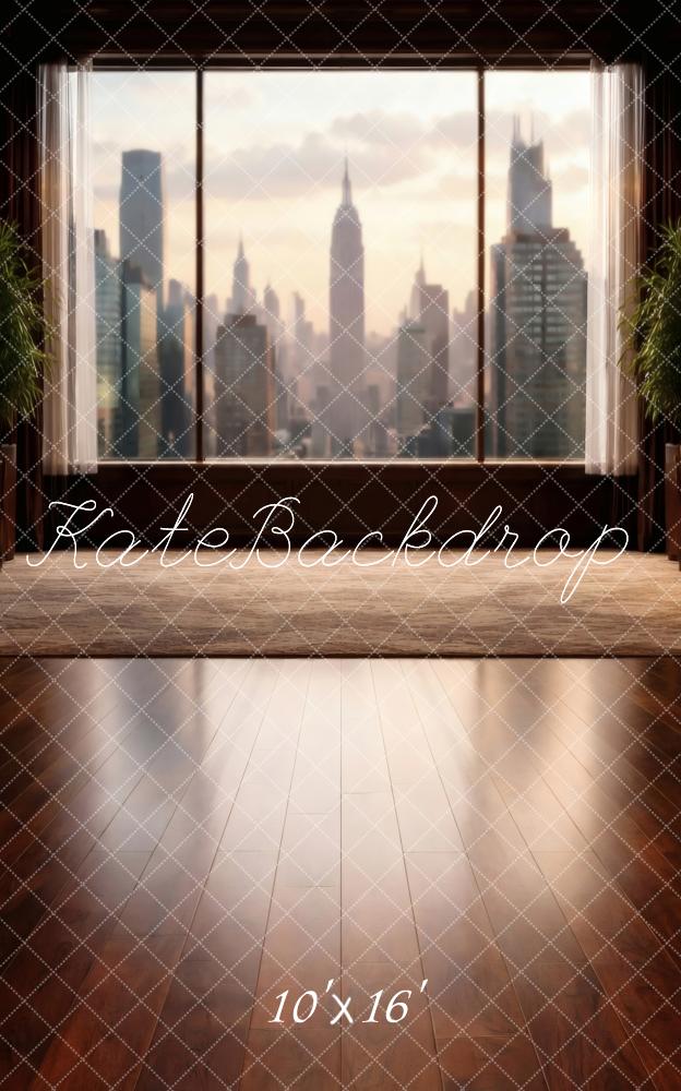 Kate Sweep City Skyline Window Brown Floor Printed Printed Backdrop Designed by Vertigo Productions