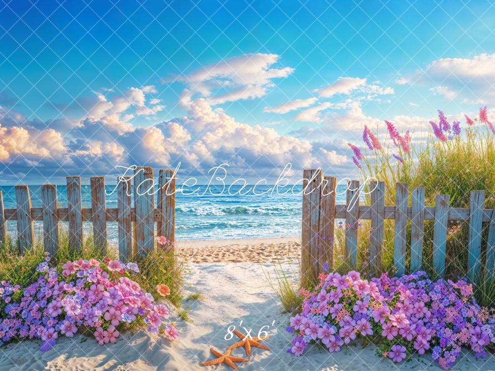 Fondo Floral de Verano en la Playa con Cerca Diseñado por Emetselch