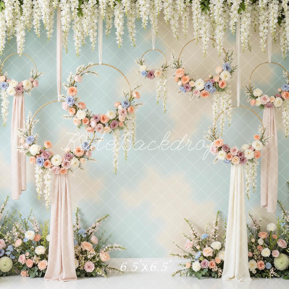 Kate Spring Flower Arch Pastel Floral Hoop Rings Backdrop Designed by Mini MakeBelieve