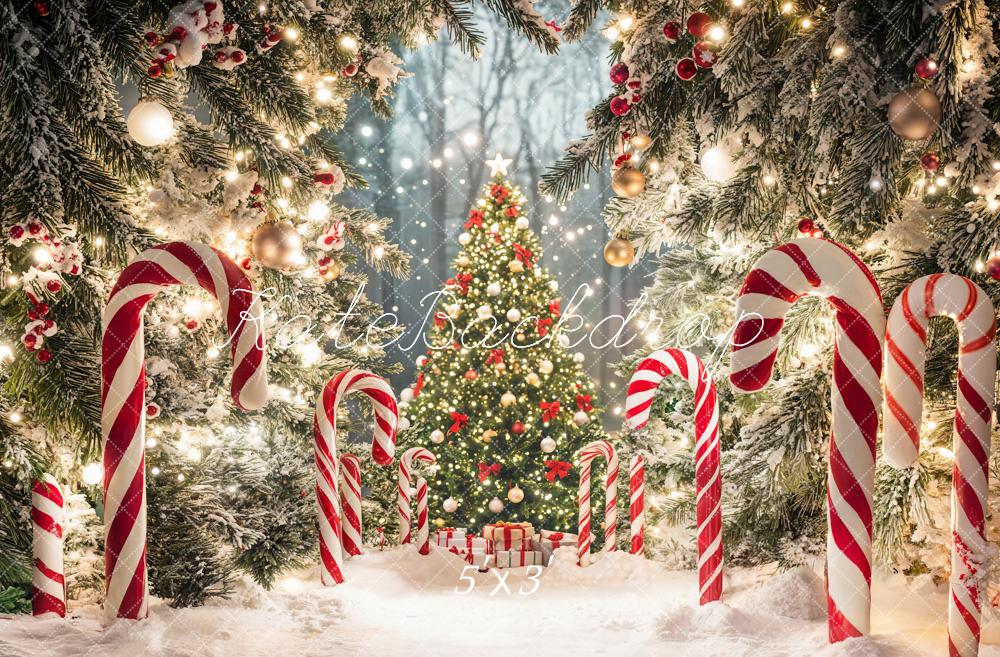 Kate Christmas Tree Candy Cane Forest Backdrop Designed by Emetselch