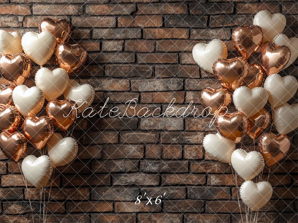 Kate Heart Balloons Brick Wall Backdrop Designed by Mini MakeBelieve