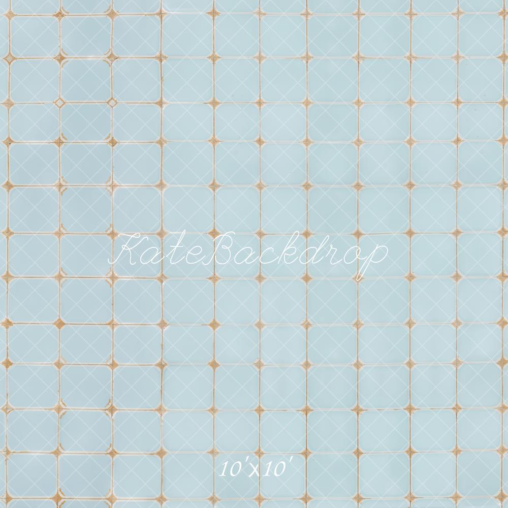 Kate Vintage Blue Tile Pattern Floor Backdrop Designed by Emetselch