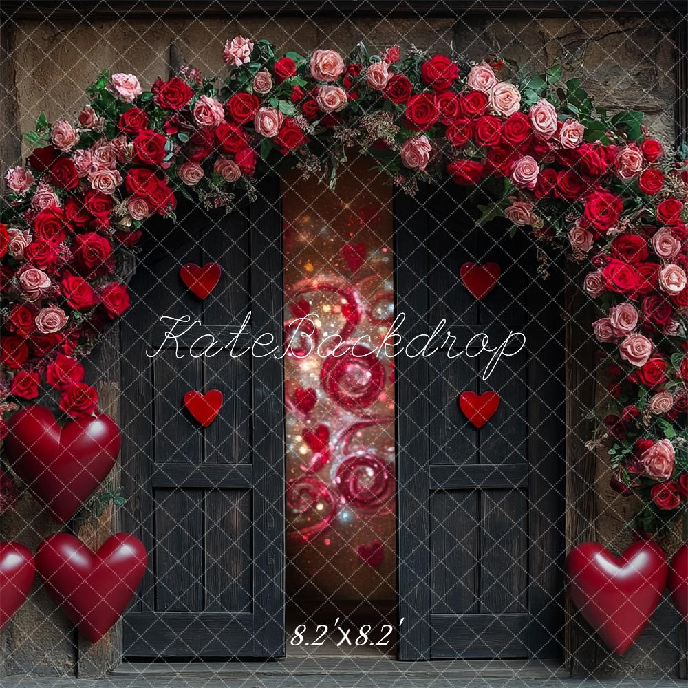 Kate Valentine Barn Door Sparkle Hearts Backdrop Designed by Mini MakeBelieve