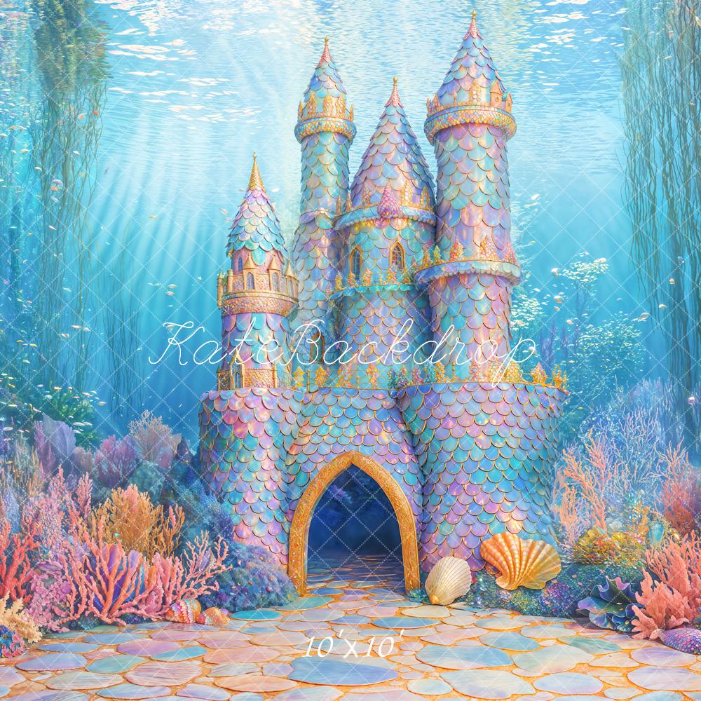 Kate Mermaid Underwater Castle Coral Backdrop Designed by Emetselch