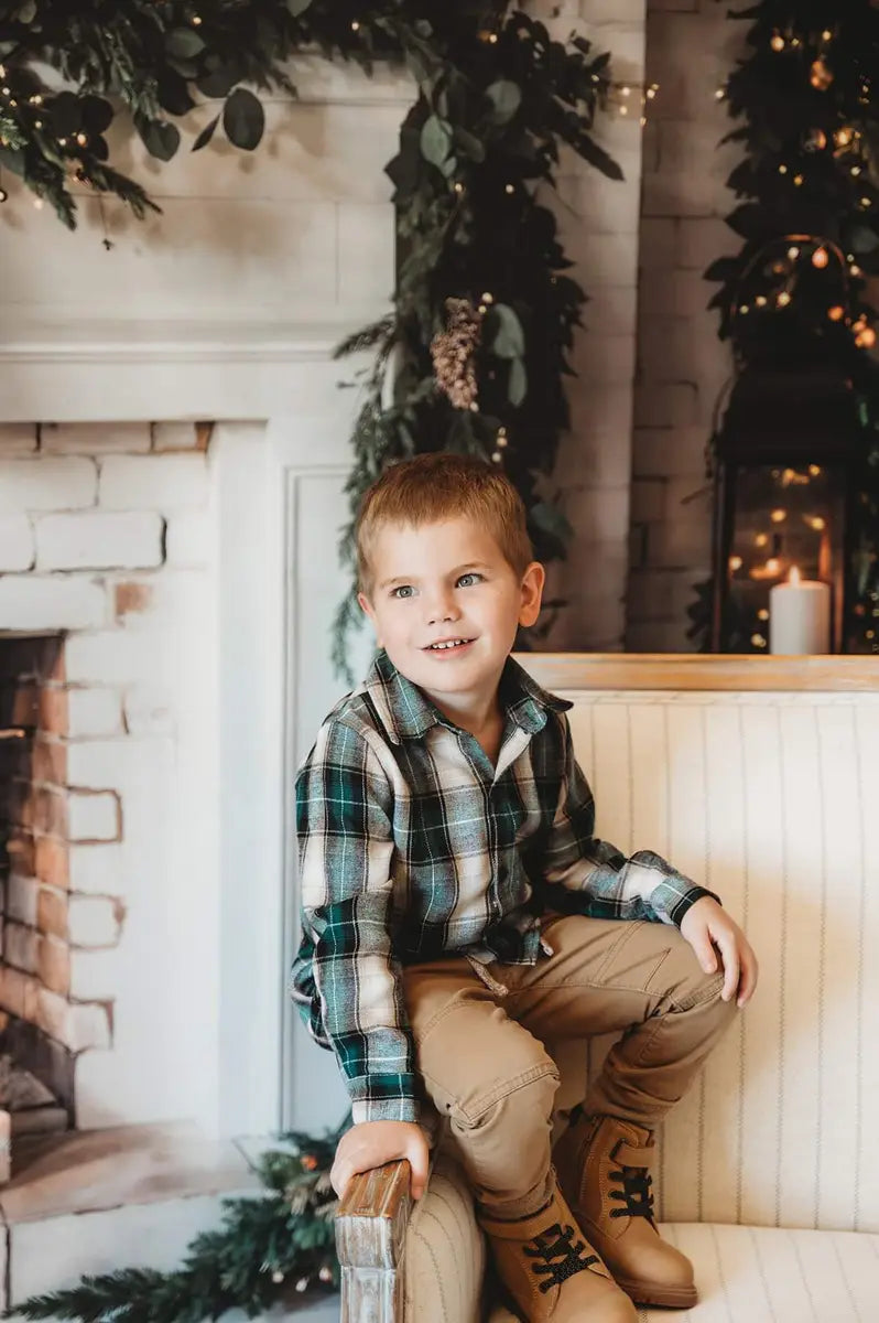 KBPA 2025 Kate Christmas Winter Fireplace White Brick Backdrop Designed by Emetselch