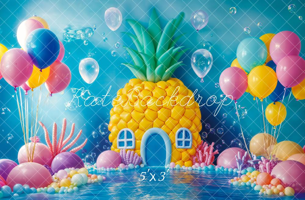 Kate Pastel de cumpleaños bajo el agua Casa piña Globo fondo Diseñado por Emetselch
