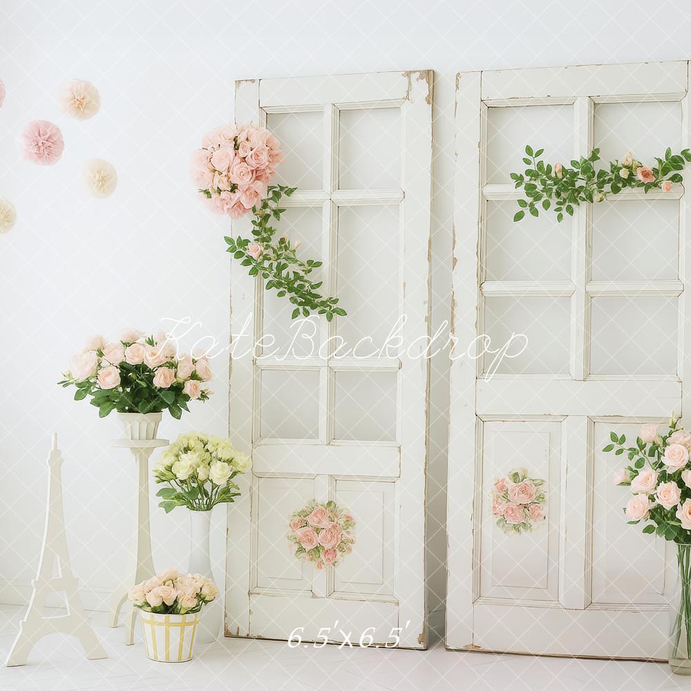 Fondo Blanco Vintage Floral Elegante Puertas Diseñado por Patty Roberts
