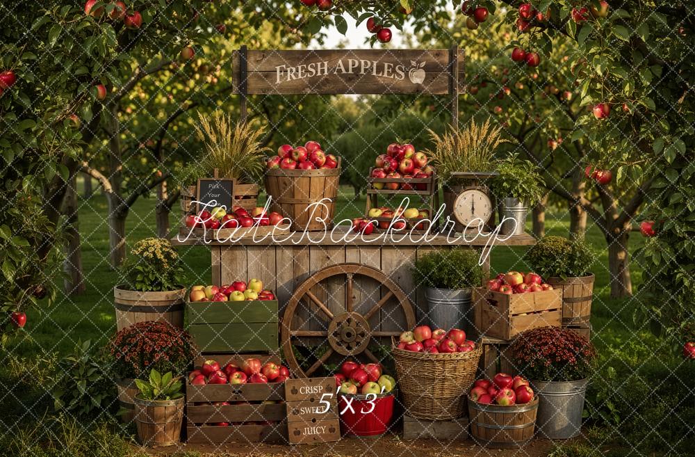 Kate Fall Apple Orchard Wheel Market Stand Printed Backdrop Designed by Emetselch