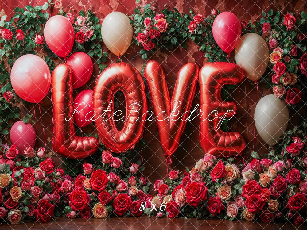Kate Valentine's Day Love Balloon Roses Backdrop Designed by Emetselch