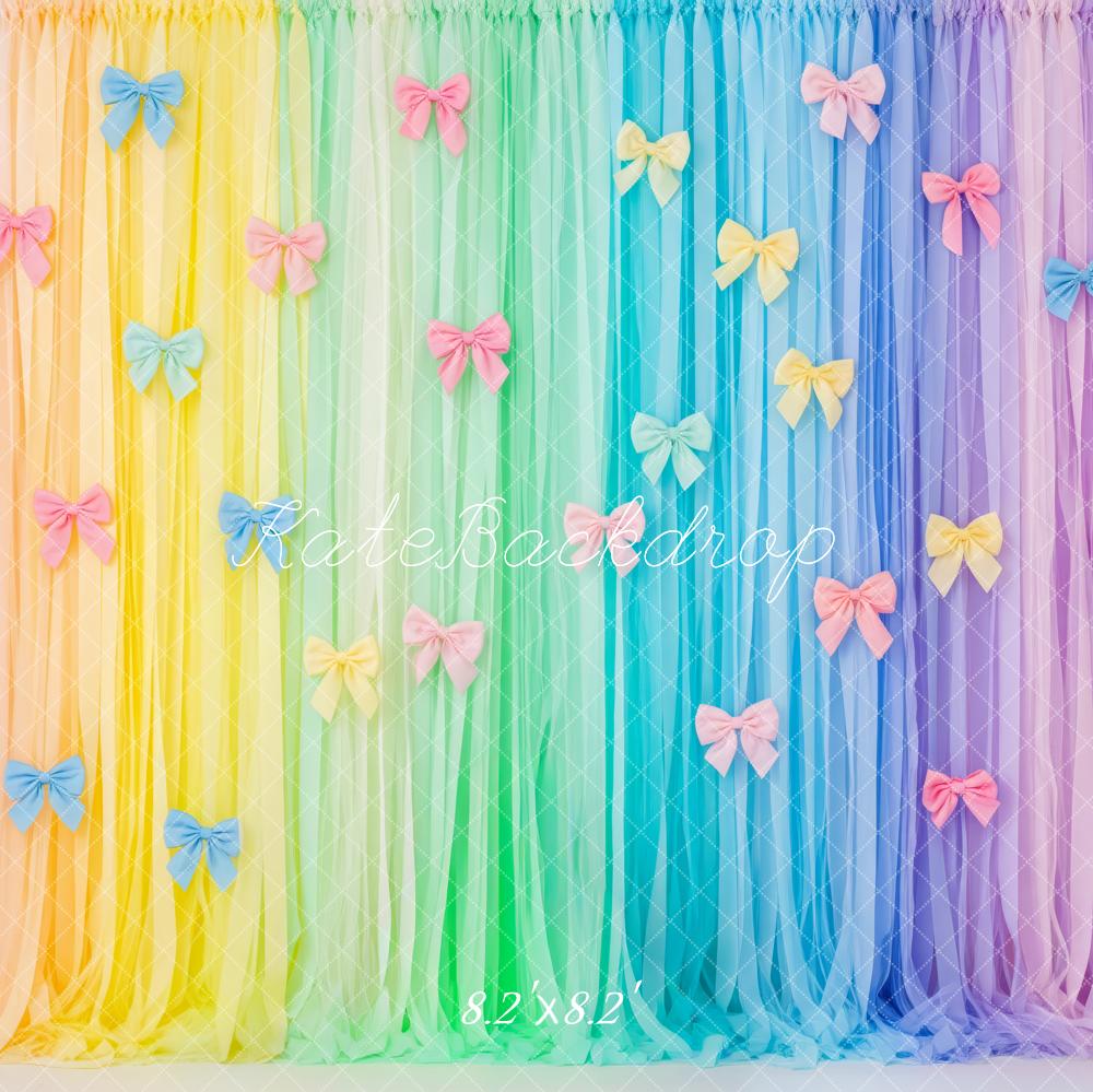 Kate Rainbow Pastel Tulle Bow Curtain Backdrop Designed by Patty Roberts