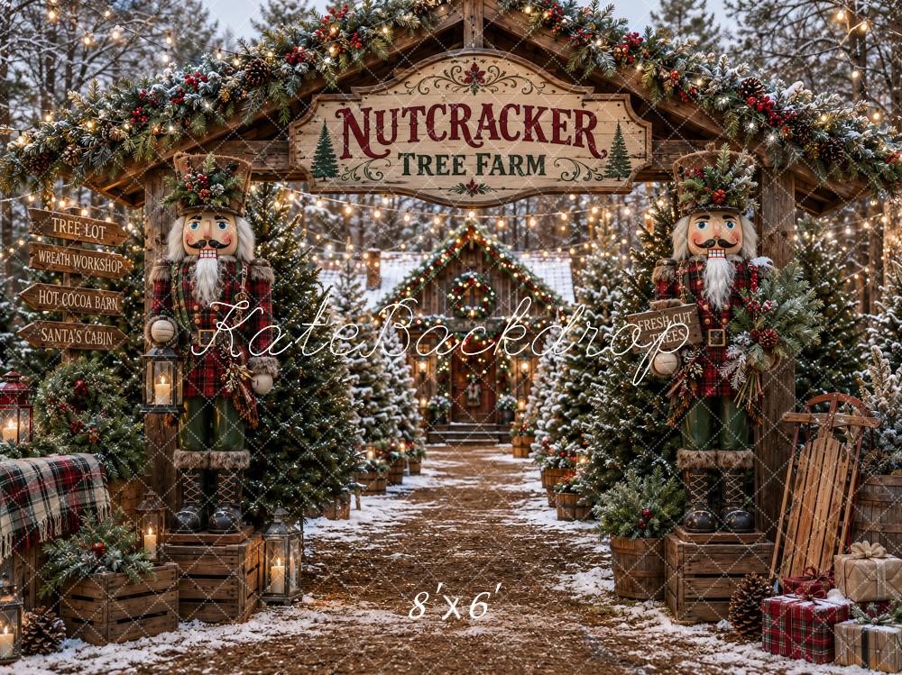 Kate Christmas Nutcracker Tree Farm Toy Soldiers Printed Backdrop Designed by Ashley Paul