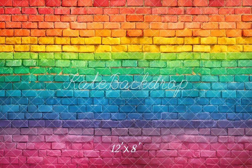 Kate Rainbow Brick Wall Printed Backdrop Designed by Kate Image
