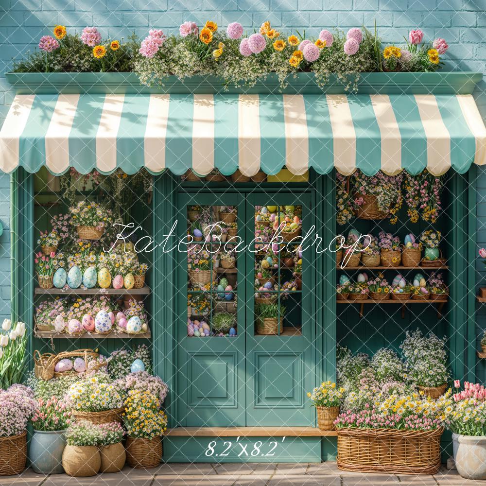 Kate Easter Blue Flower Shop Backdrop Designed by Emetselch