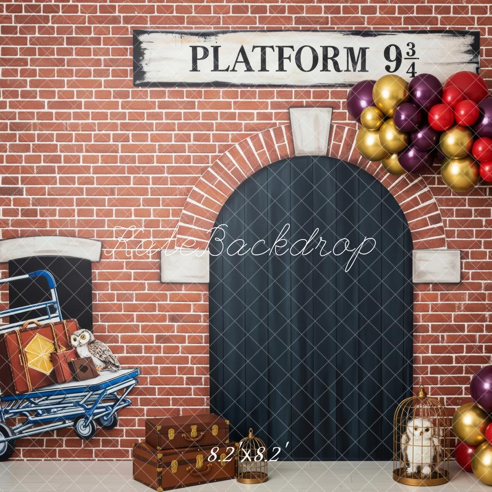 Kate Birthday Platform 9¾ Train Station Luggage Owl Balloons Backdrop Designed by Patty Roberts