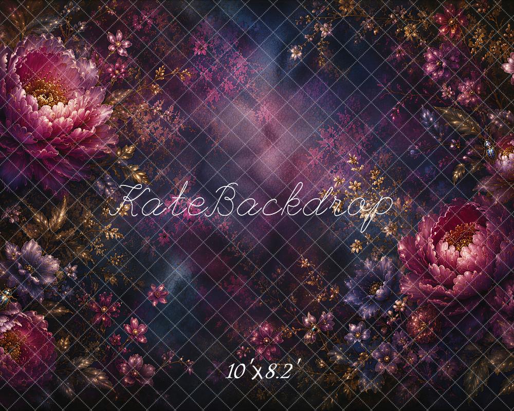 Kate Fine Art Duskwing Botanica Dark Floral Printed Backdrop Designed by Ashley Ward
