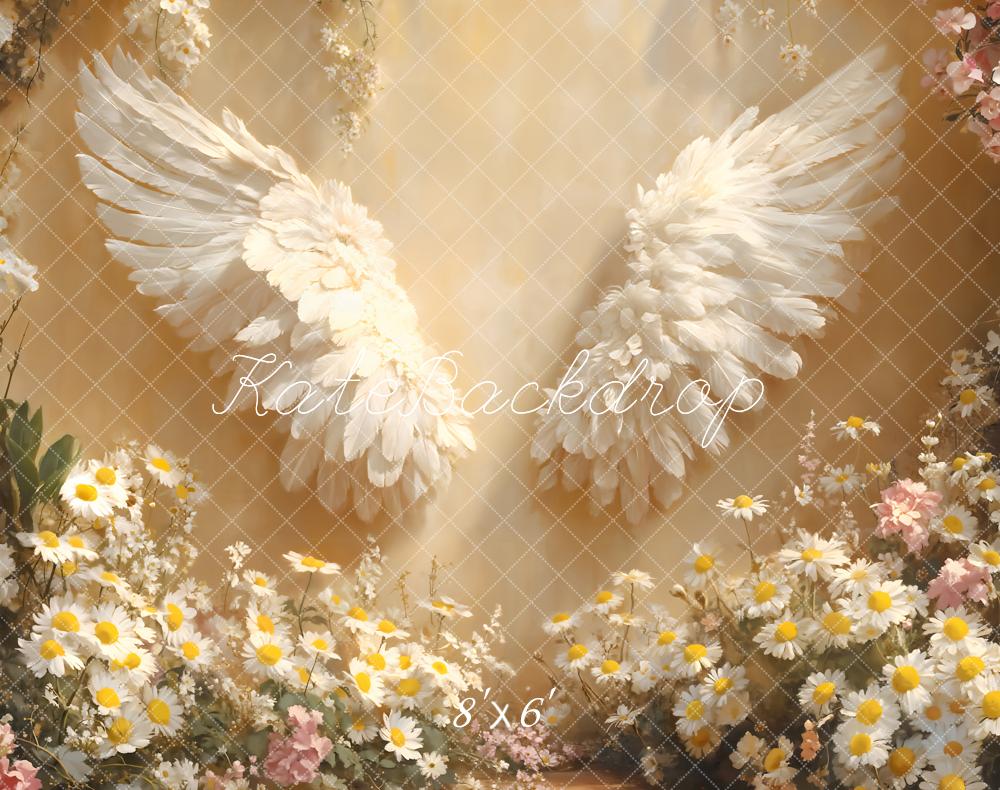 Fondo de luz solar con alas de ángel florales cálidas Diseñado por Emetselch