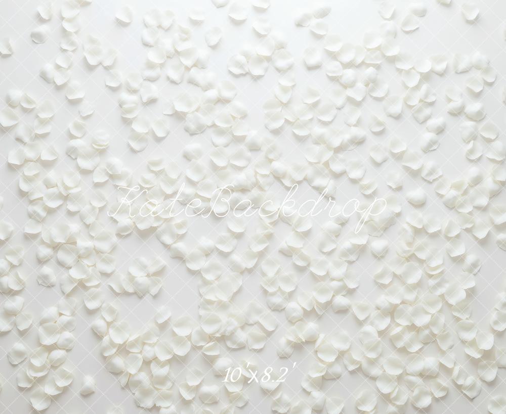 Kate White Petals Scatter Floor Printed Backdrop Designed by Mini MakeBelieve