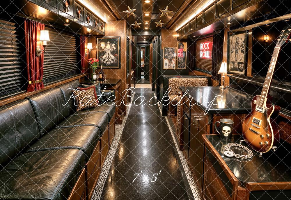 Kate Rock And Roll Tour Bus Interior Guitar Printed Backdrop Designed by Mini MakeBelieve