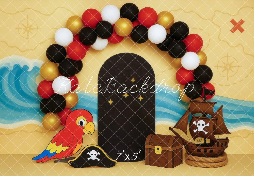 Kate Cake Smash Pirate Adventure Treasure Balloon Backdrop Designed by Mini MakeBelieve