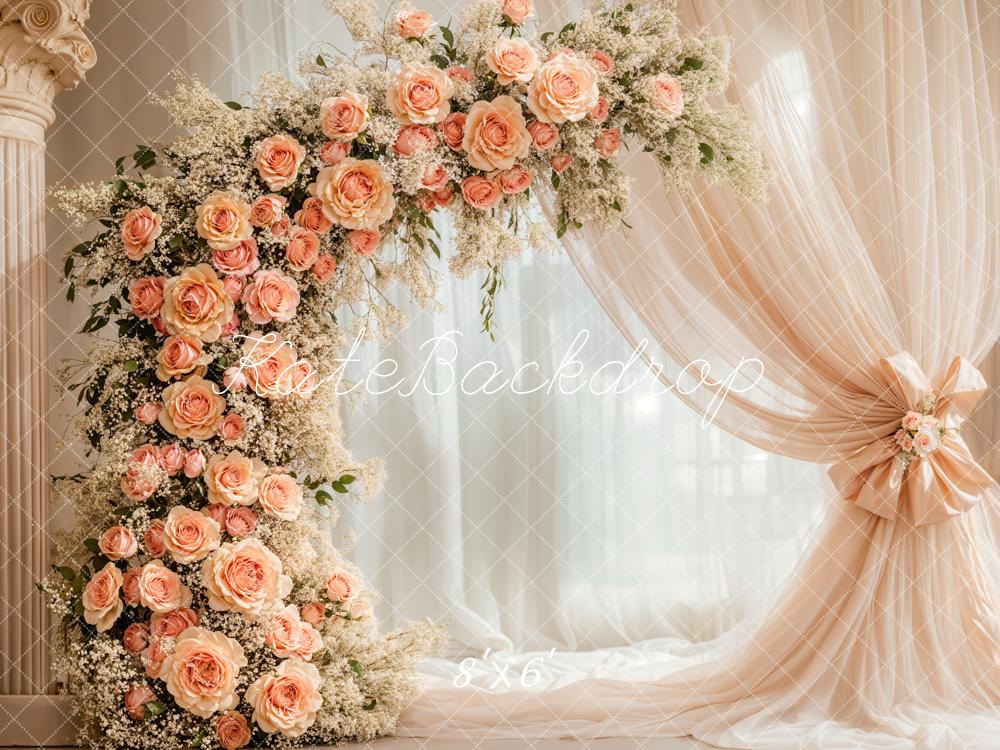 Cortinas de fondo de arco de flores elegantes diseñadas por Kate Imagen
