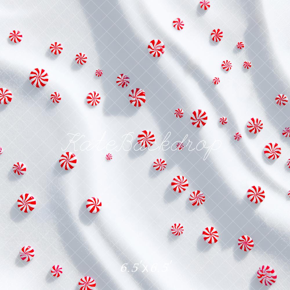 Kate Christmas Peppermint Candy White Snow Floor Backdrop Designed by Patty Roberts