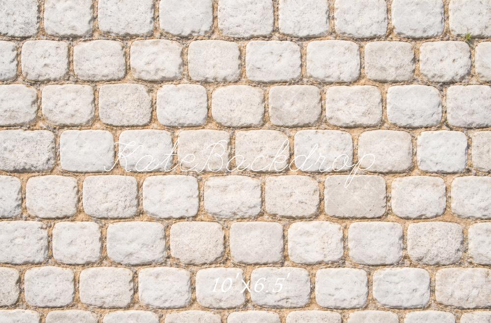 Kate White Cobblestone Wall Printed Backdrop Designed by Vertigo Productions