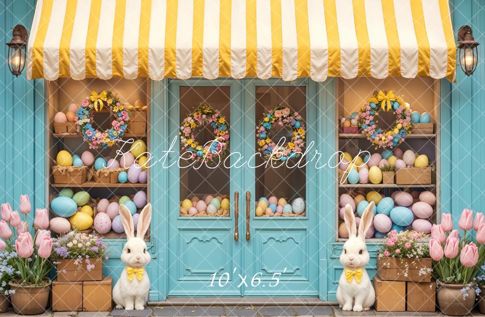 Kate Easter Pastal Eggs Bunnuy Floral Wreath Shop Backdrop Designed by Emetselch
