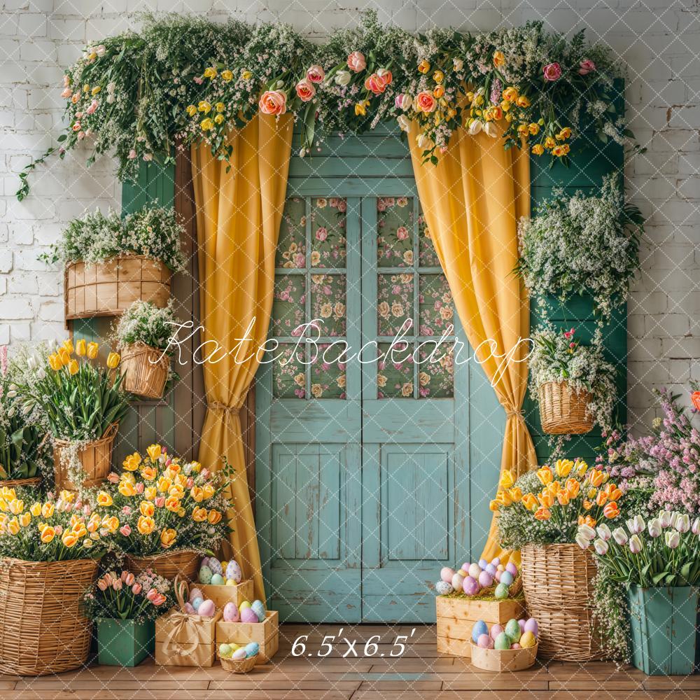 Kate Easter Floral Door Curtain Printed Backdrop Designed by Emetselch