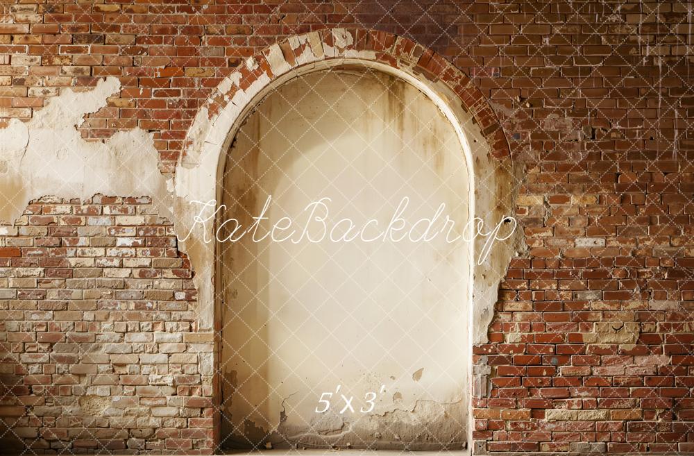Kate Vintage Brick Wall Arch Printed Backdrop Designed by Emetselch