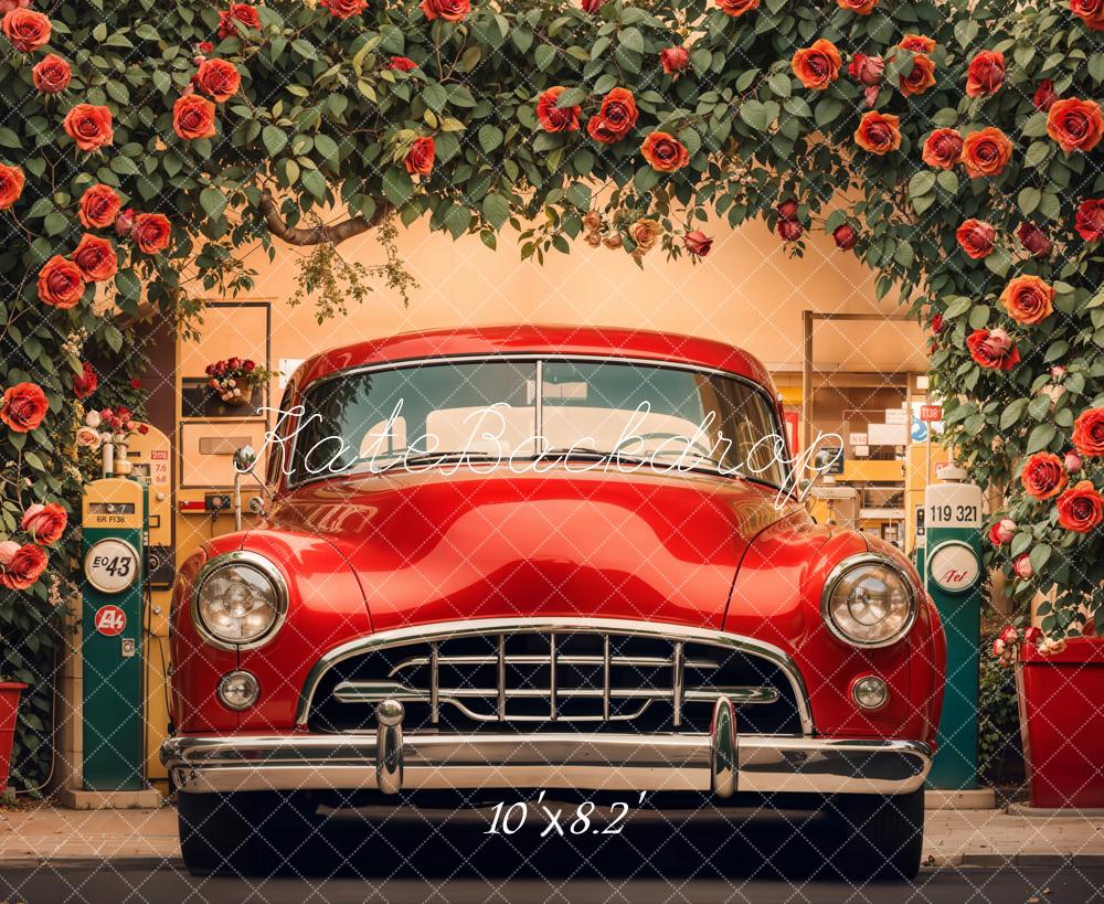 Valentine Vintage Car Rozenboog Foto Achtergrond Designed by Emetselch