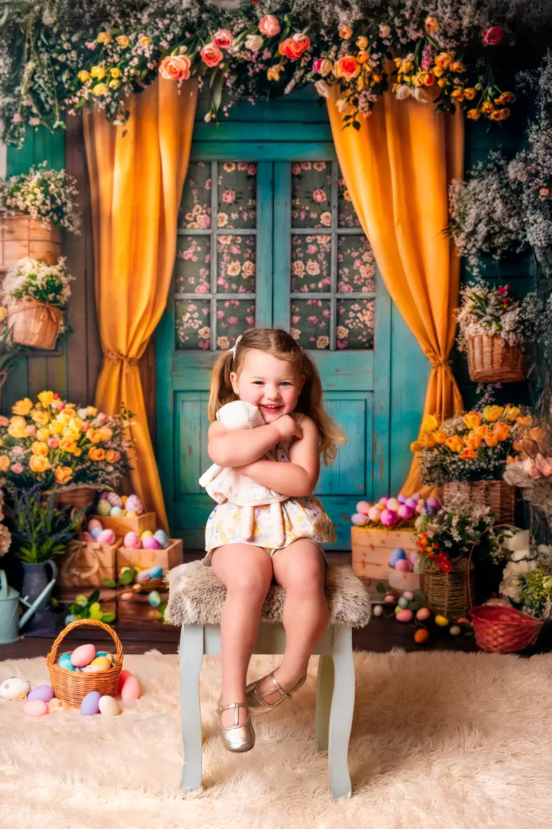 Kate Easter Floral Door Curtain Printed Backdrop Designed by Emetselch