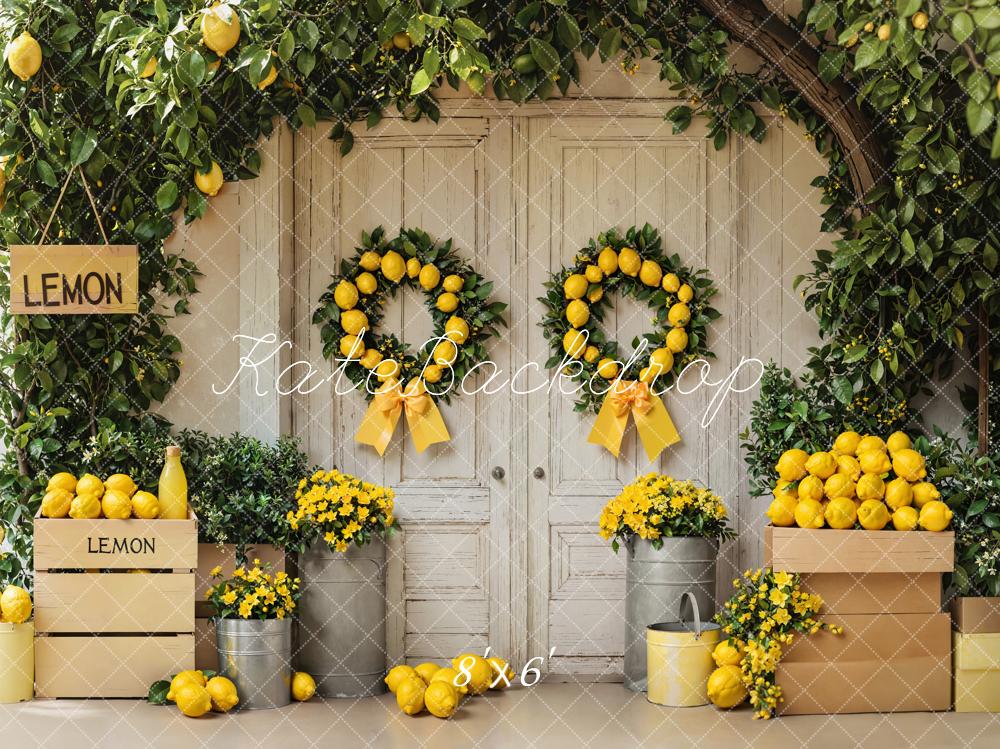 Kate Summer Lemon Arch Floral Door Backdrop Designed by Emetselch