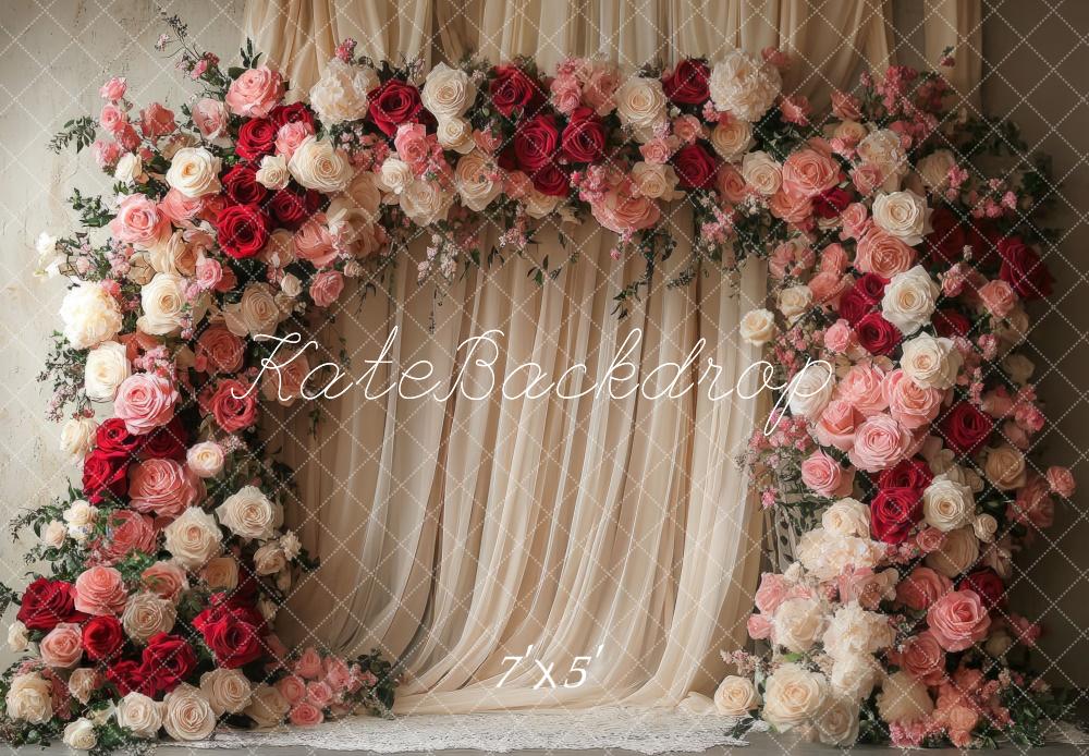 Valentine Flower Arch Wedding Curtains Foto Achtergrond Designed by Mini MakeBelieve