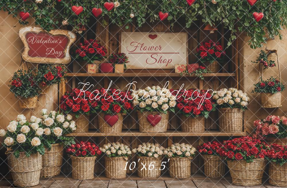 Kate Valentine's Day Flower Shop Red Baskets Backdrop Designed by Emetselch