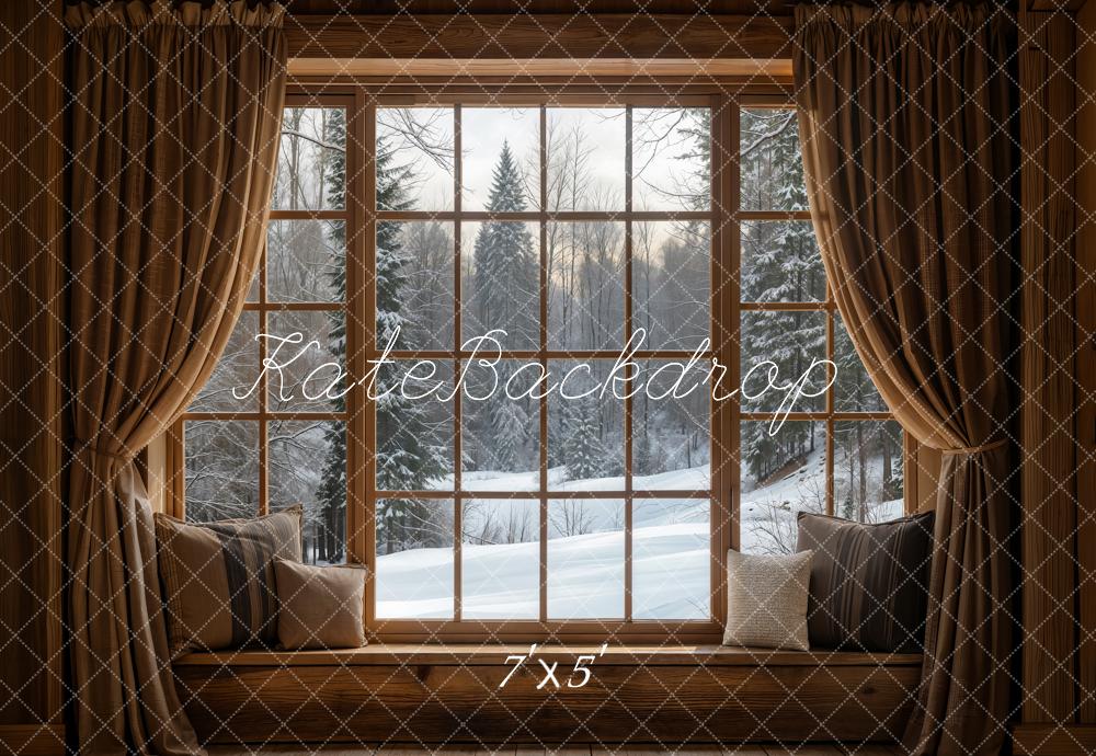 Kate Winter Window Snow Scene Backdrop Designed by Emetselch