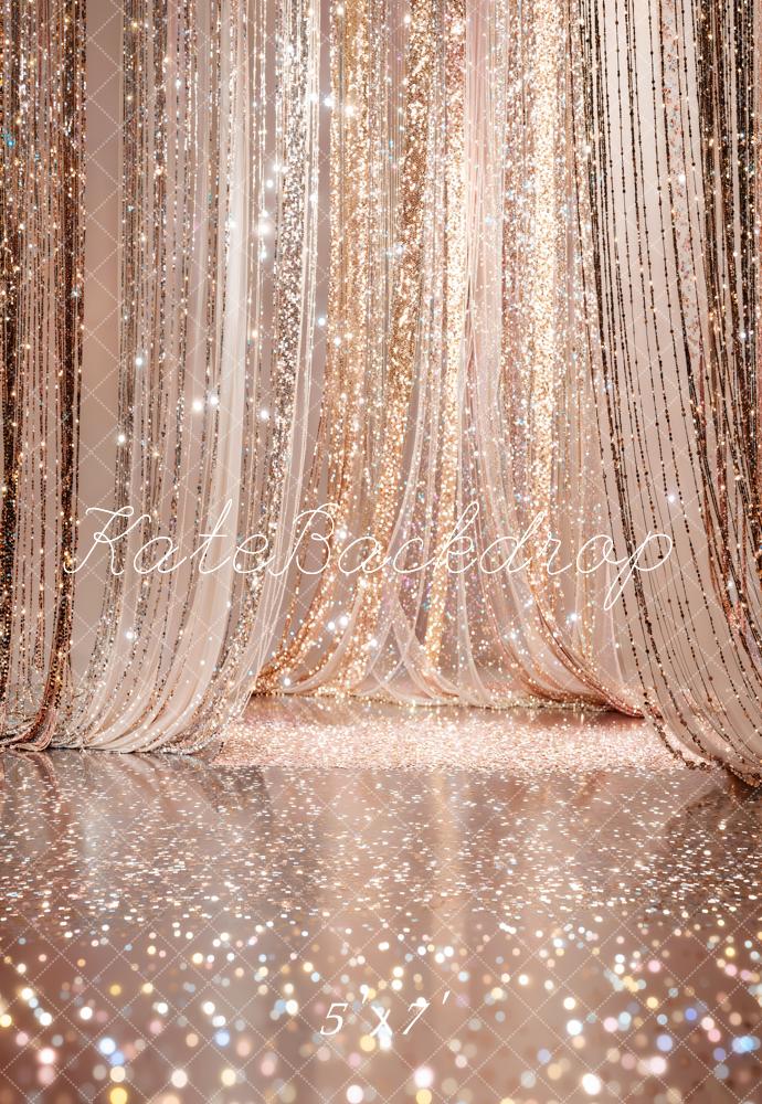 Kate Wedding Gold Glitter Curtain Bokeh Backdrop Designed by Emetselch