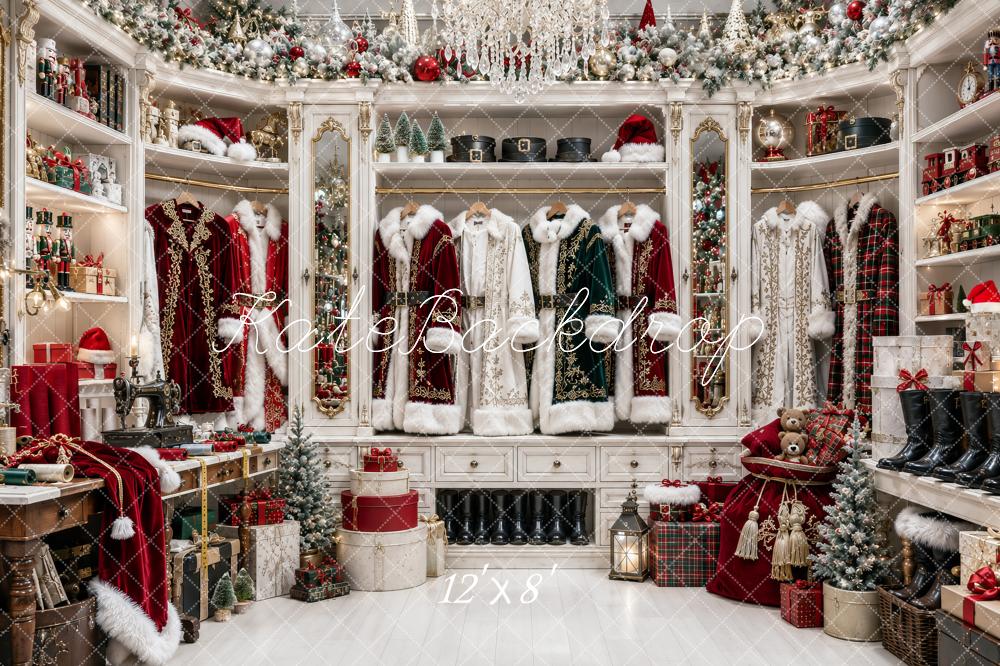 Kate Christmas Santa Wardrobe Boutique Printed Backdrop Designed by Ashley Paul