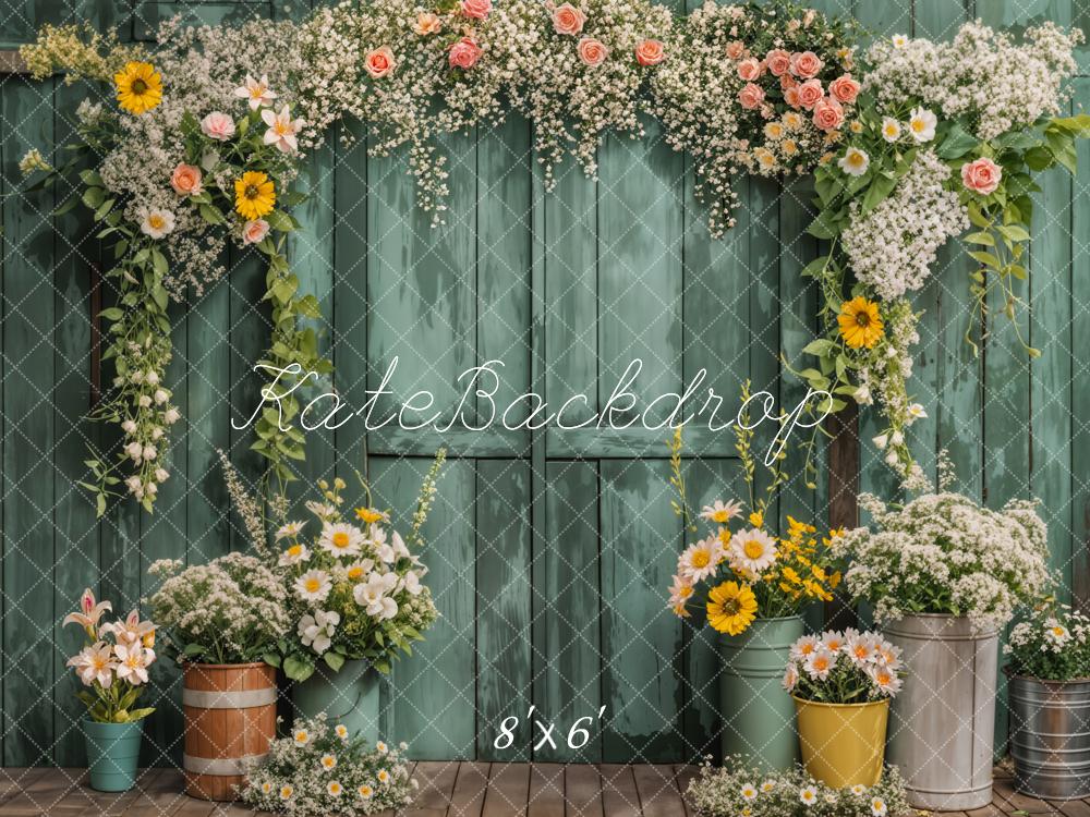 Kate Spring Flower Arch Rustic Green Door Backdrop Designed by Emetselch